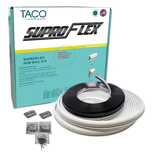 TACO SuproFlex Rub Rail Kit - White w/Flex Chrome Insert - 1.6H x.78W x 60L [V11-9960WCM60-2] Brand_TACO Marine, Marine Hardware, Marine 