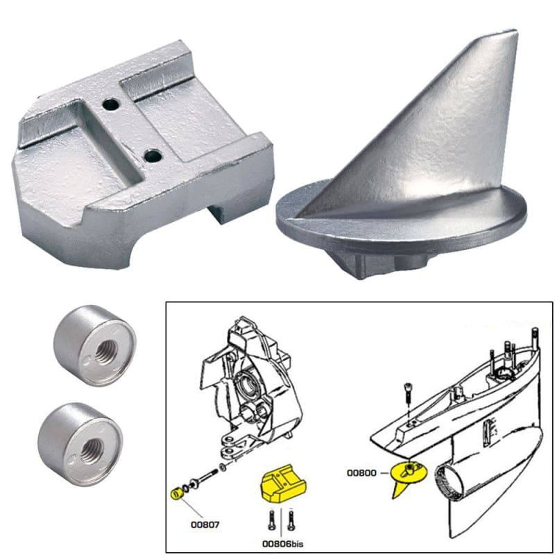 Tecnoseal Anode Kit w/Hardware - Mercury Alpha 1 Gen 1 - Aluminum [20800AL] Boat Outfitting, Boat Outfitting | Anodes, Brand_Tecnoseal 