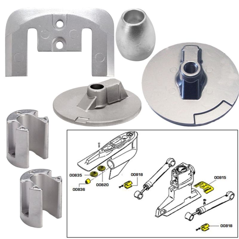 Tecnoseal Anode Kit w/Hardware - Mercury Bravo 3 2004-Present - Zinc [20805] Boat Outfitting, Boat Outfitting | Anodes, Brand_Tecnoseal 