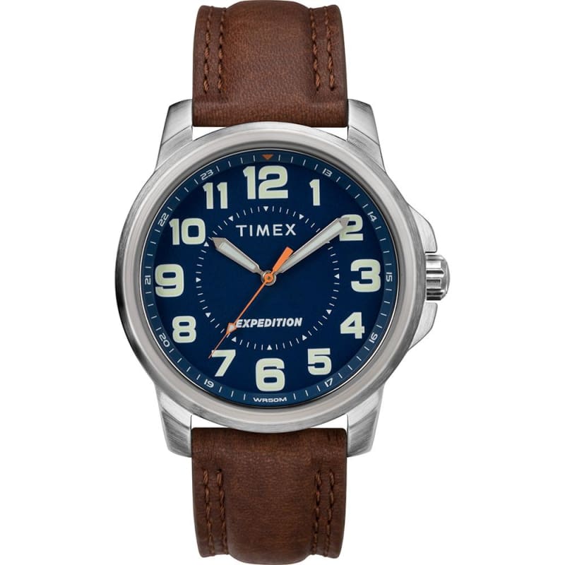 Timex Mens Expedition Metal Field Watch - Blue Dial/Brown Strap [TW4B16000JV] 1st Class Eligible, Brand_Timex, Outdoor, Outdoor | Fitness / 