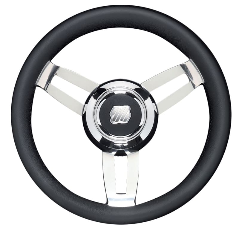 Uflex Morosini 13.8 Steering Wheel - Black Polyurethane w/Stainless Steel Spokes Chrome Hub [MOROSINI U/CH/B] Boat Outfitting, Boat 